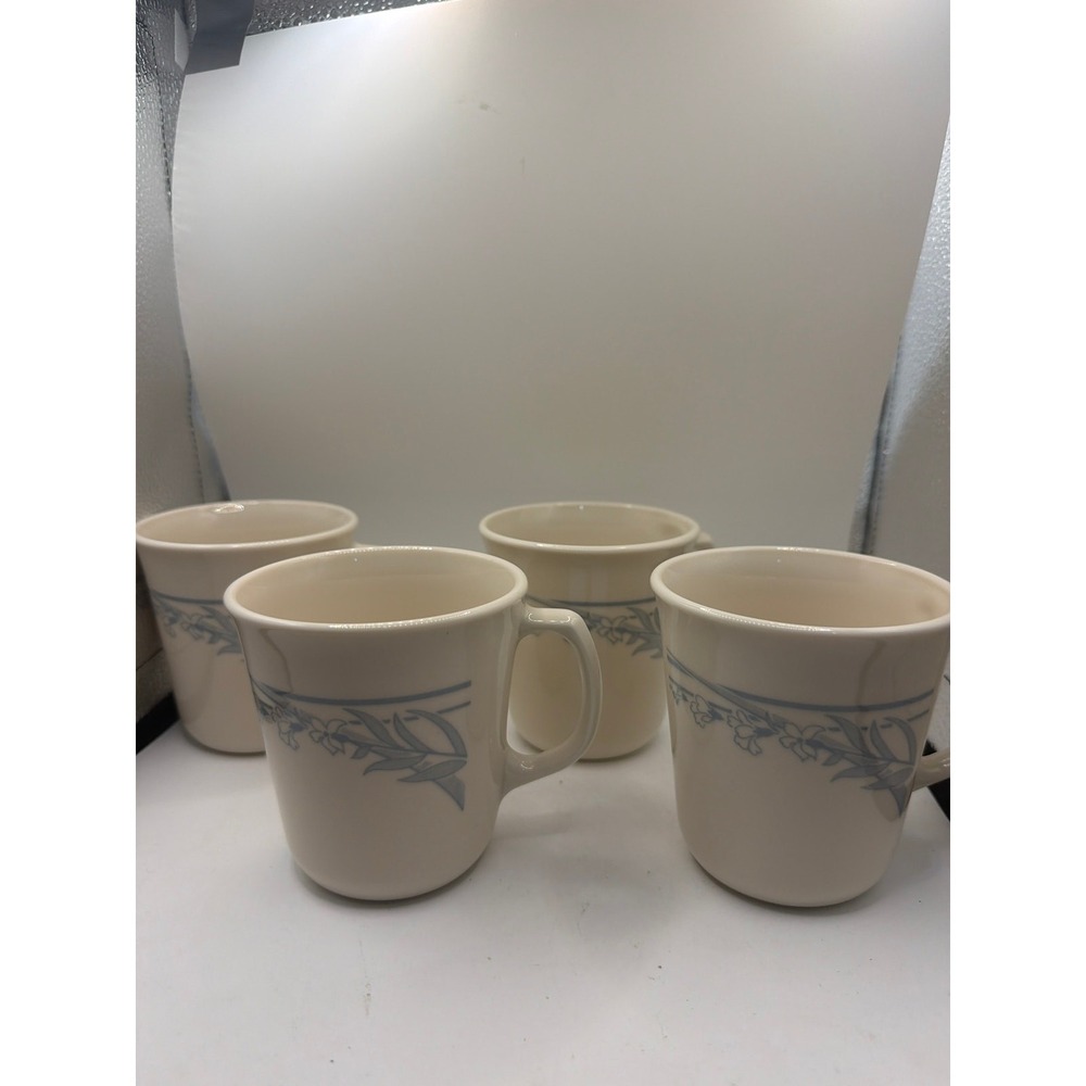 4 Corelle Blue Lily Mug Corning Ware Coffee Cups